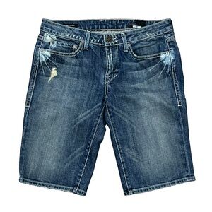 William Rast 29 Lola Skinny Crop Long Shorts Low Rise Distressed R7